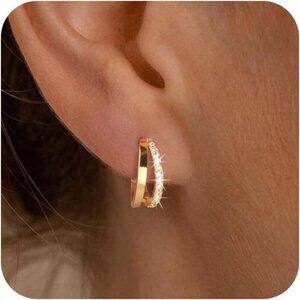 Women's Style 8 Sterling Silver Claw Earrings Cuff Hypoallergenic 14k Gold Stud